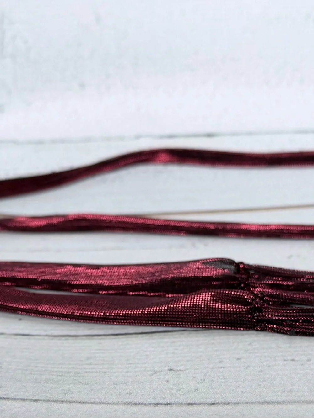 True Vintage Metallic Burgundy Braided Lariat Rope Belt with Fringe Tassels